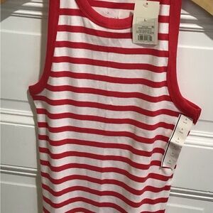 Red and White Striped Tank Top